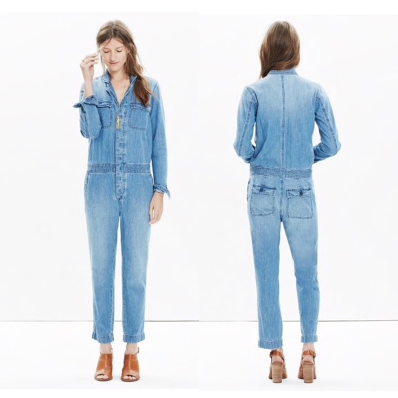 Madewell Denim - Madewell Coverall Jumpsuit Denim Riveter Cropped